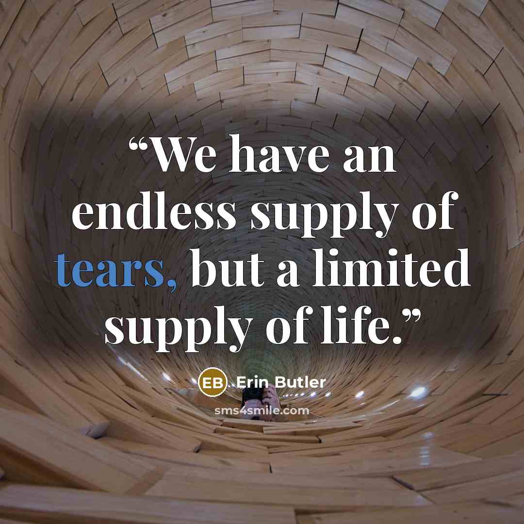 “We have an endless supply of tears, but a limited supply of life.” quote by Erin Butler