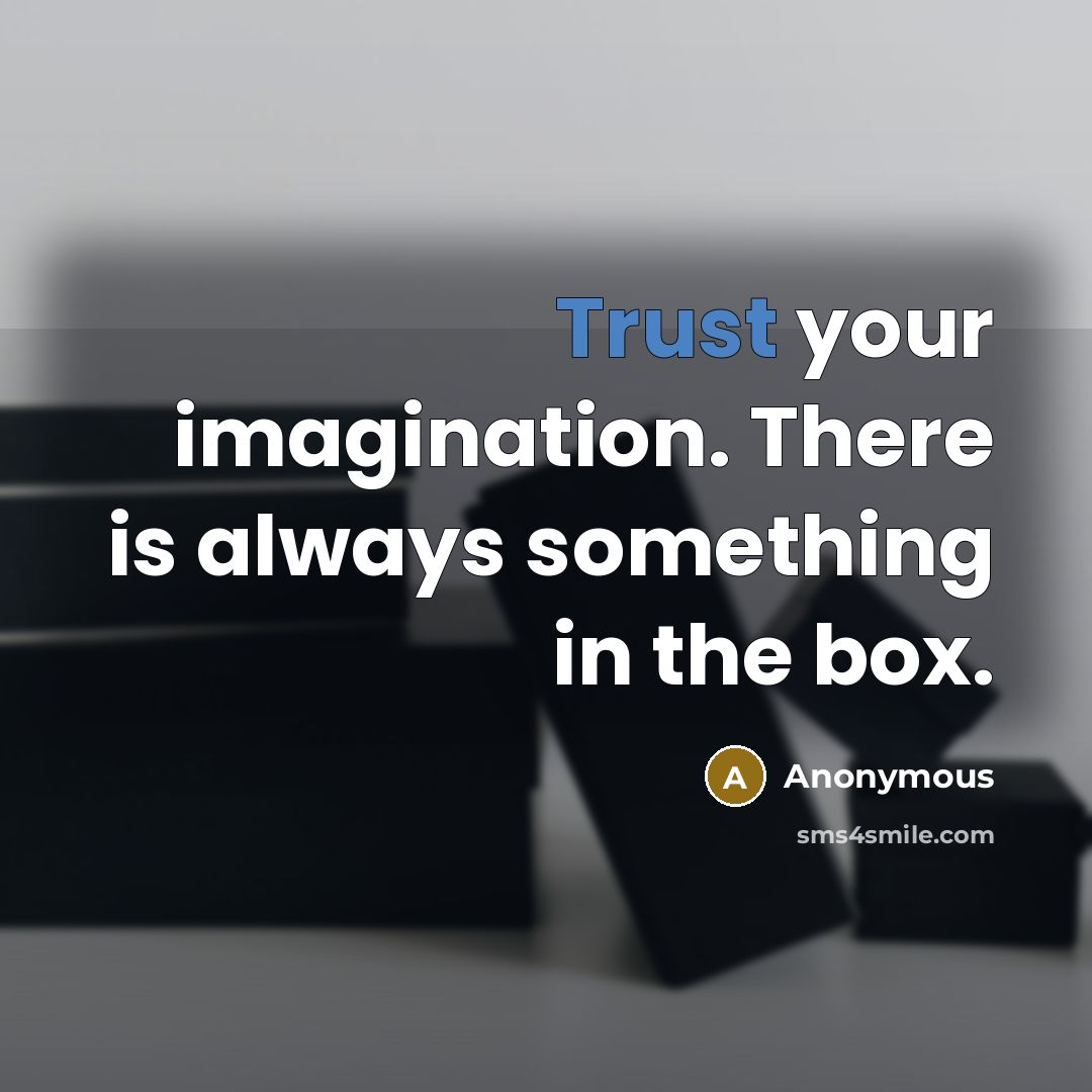 “Trust your imagination. There is always something in the box.” quote by Anonymous