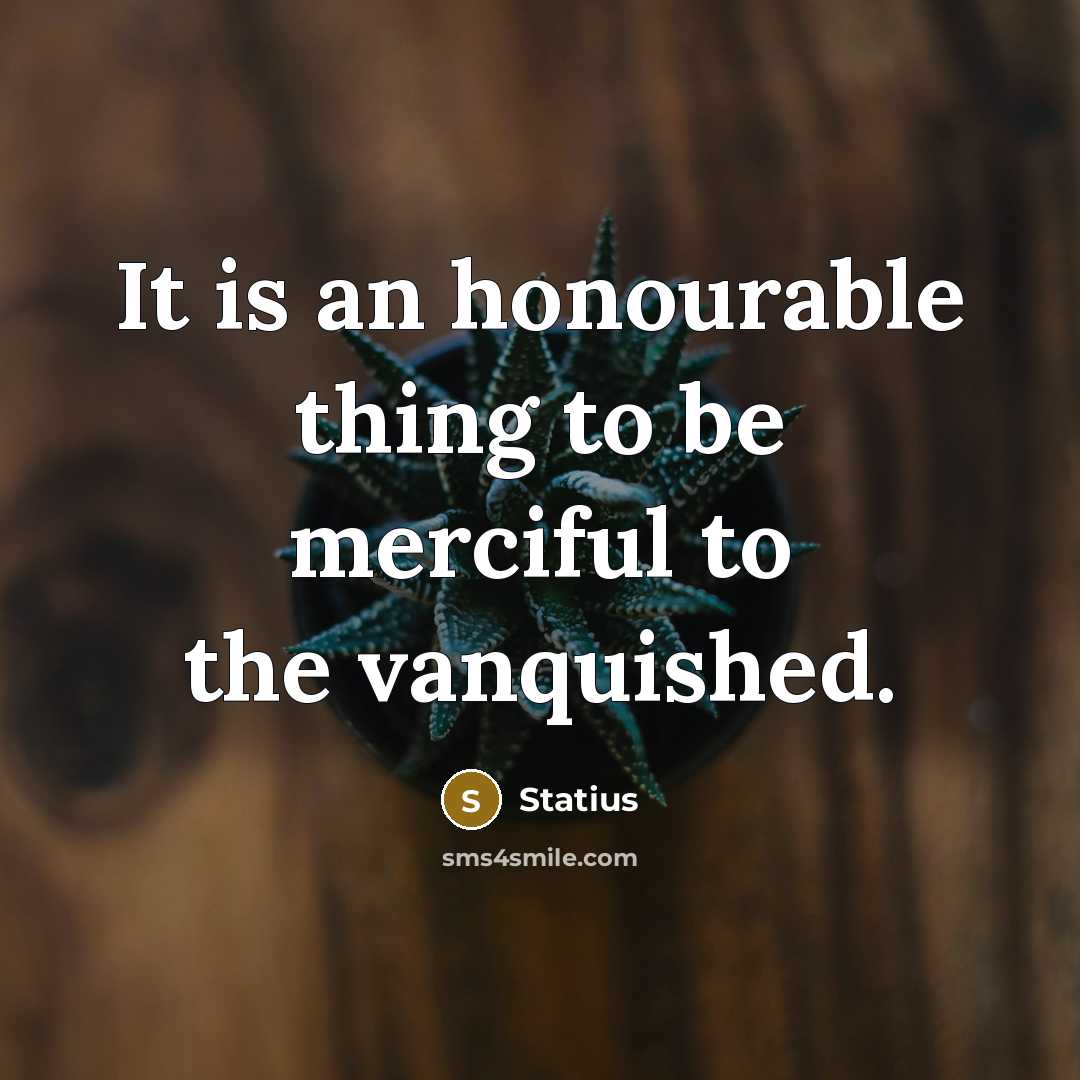 “It is an honourable thing to be merciful to the vanquished.” quote by Statius