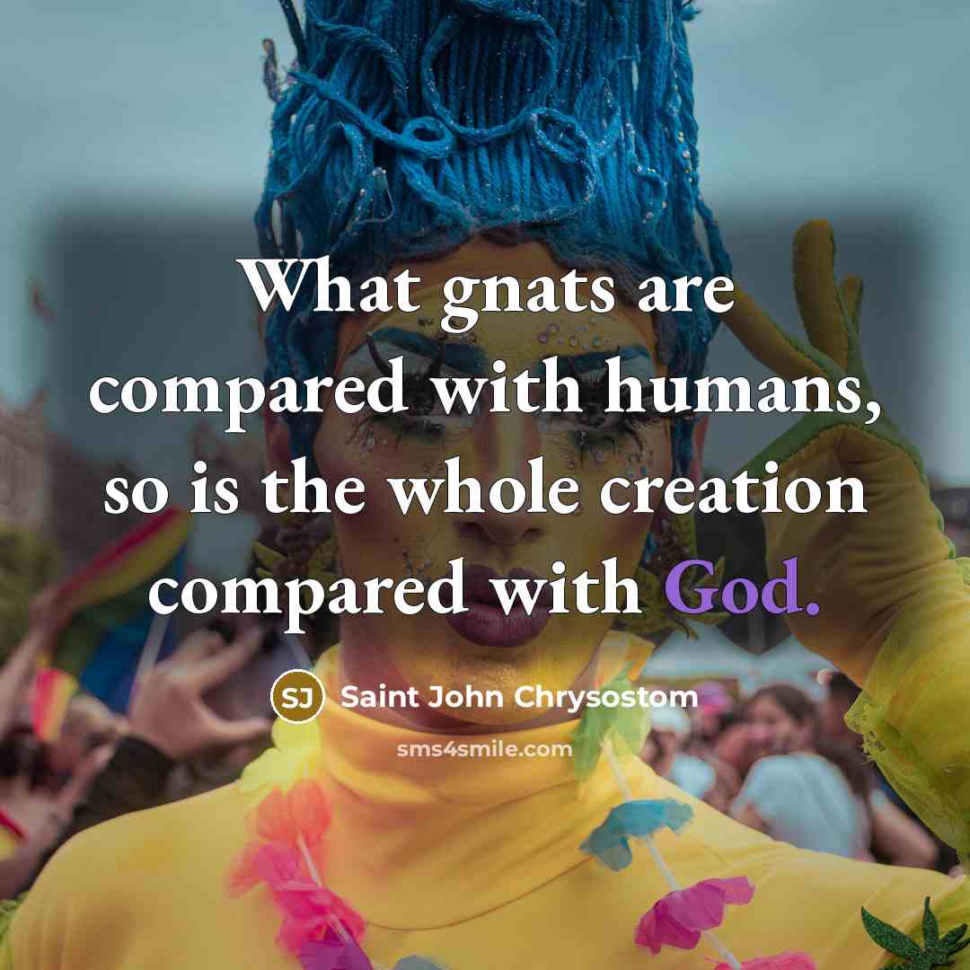 “What gnats are compared with humans, so is the whole creation compared with God.” quote by Saint John Chrysostom
