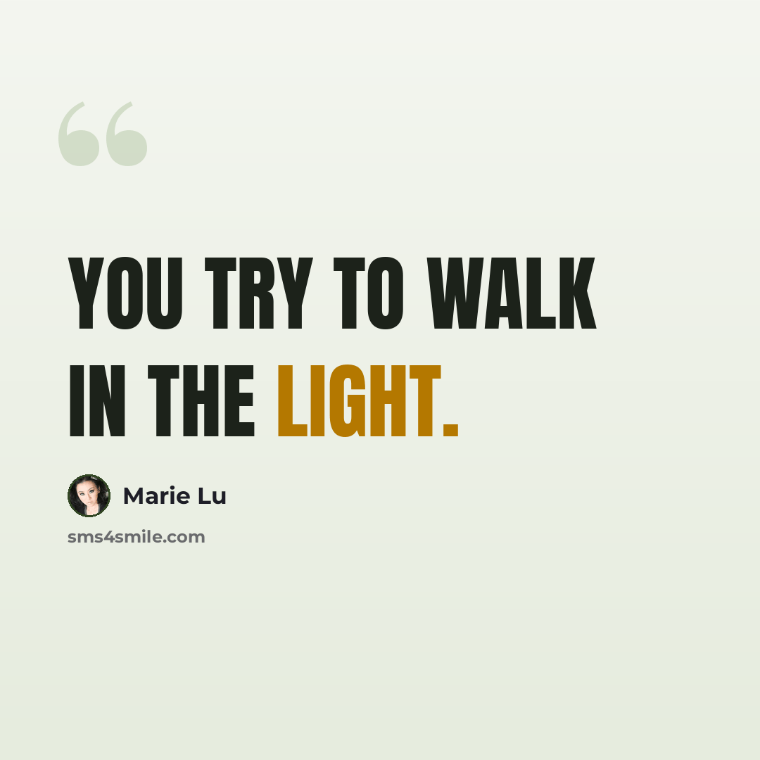 “You try to walk in the light.” quote by Marie Lu