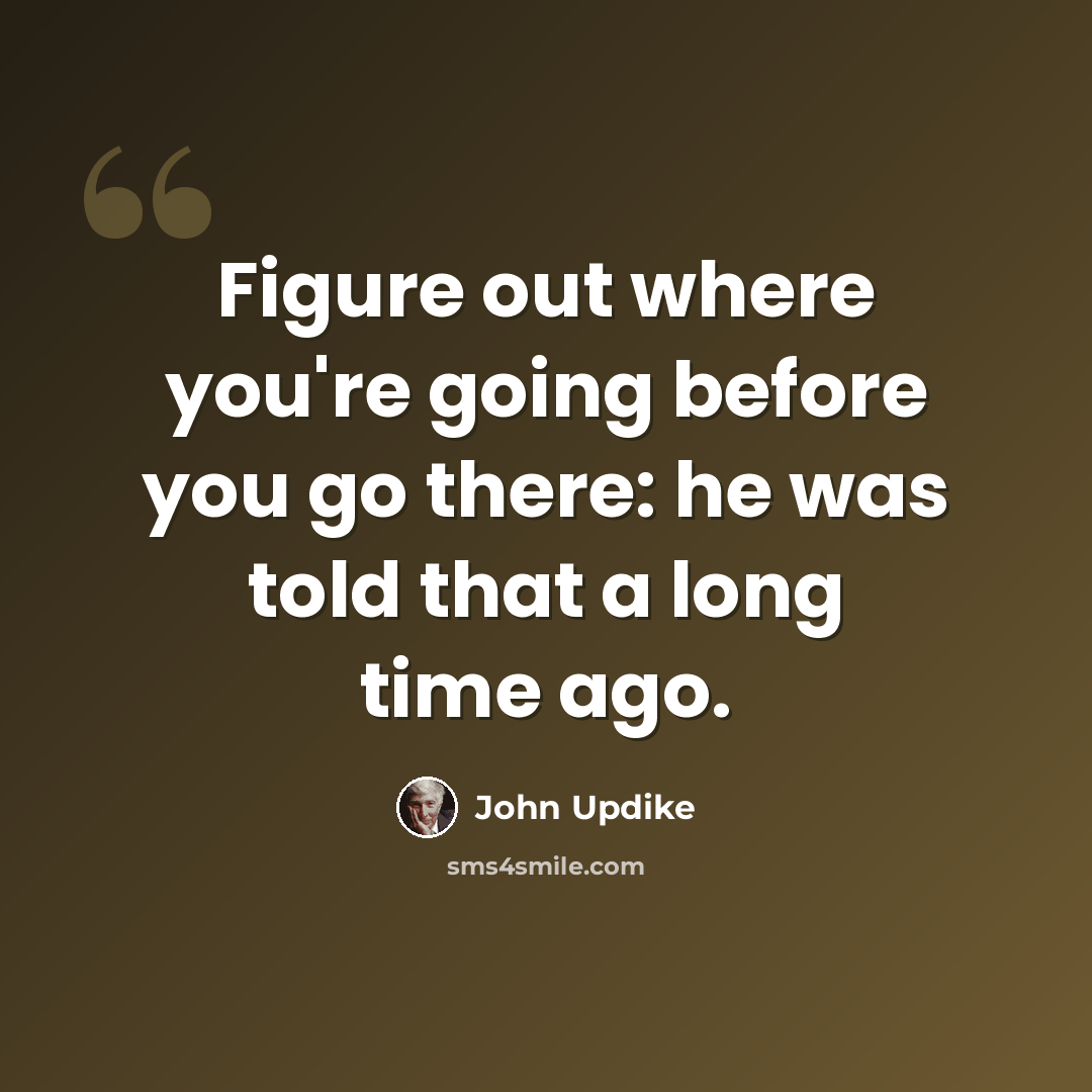 “Figure out where you're going before you go there: he was told that a long time ago.” quote by John Updike