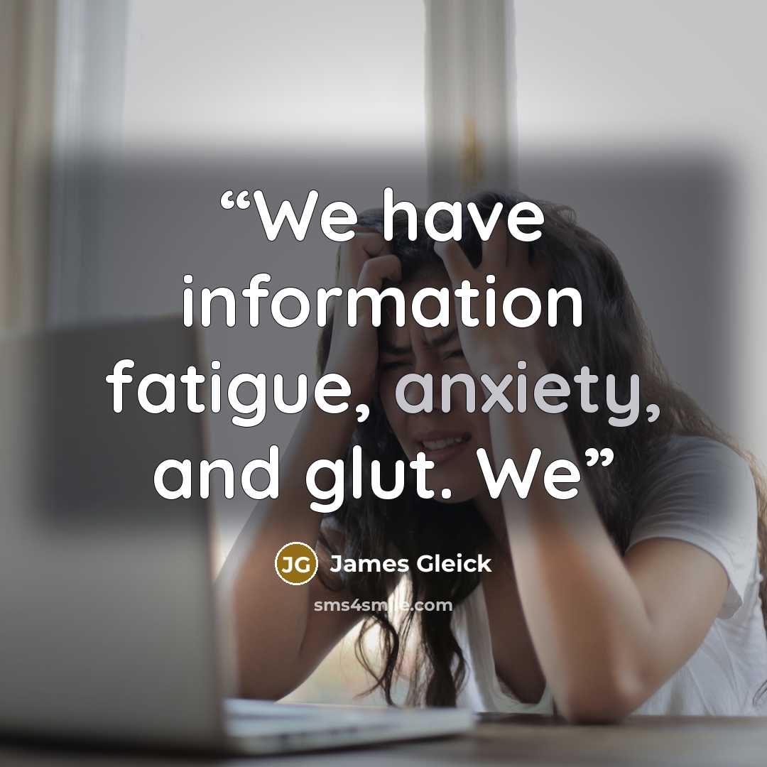 “We have information fatigue, anxiety, and glut. We” quote by James Gleick