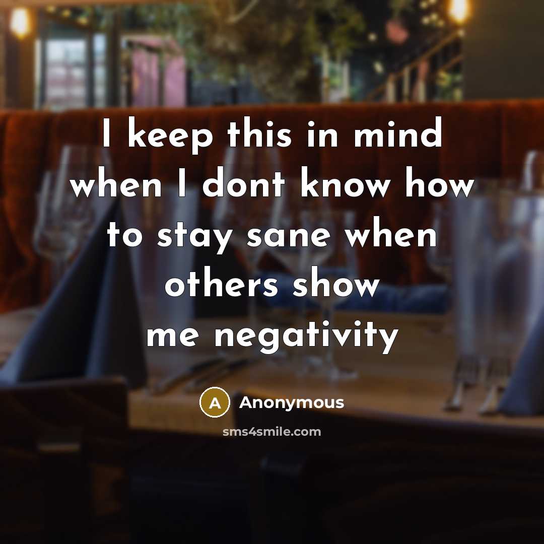 “I keep this in mind when I dont know how to stay sane when others show me negativity” quote by Anonymous