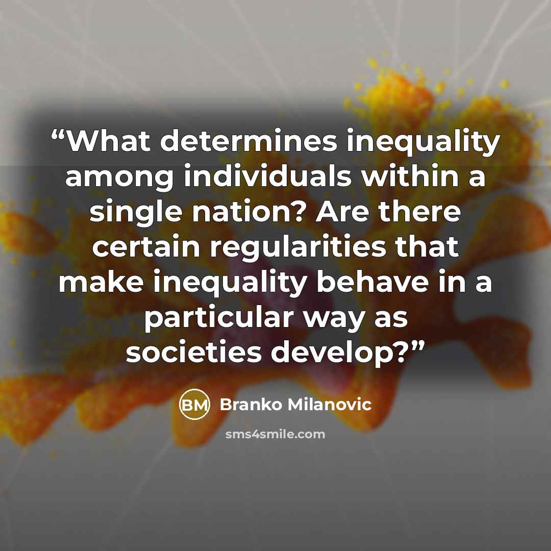 “What determines inequality among individuals within a single nation? Are there certain regularities that make inequality behave in a particular way as societies develop?” quote by Branko Milanović