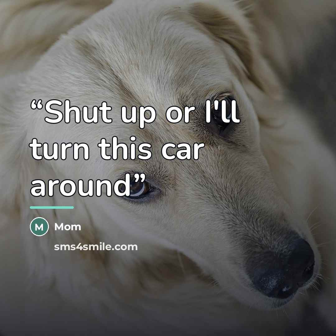 “Shut up or I'll turn this car around” quote by Mom