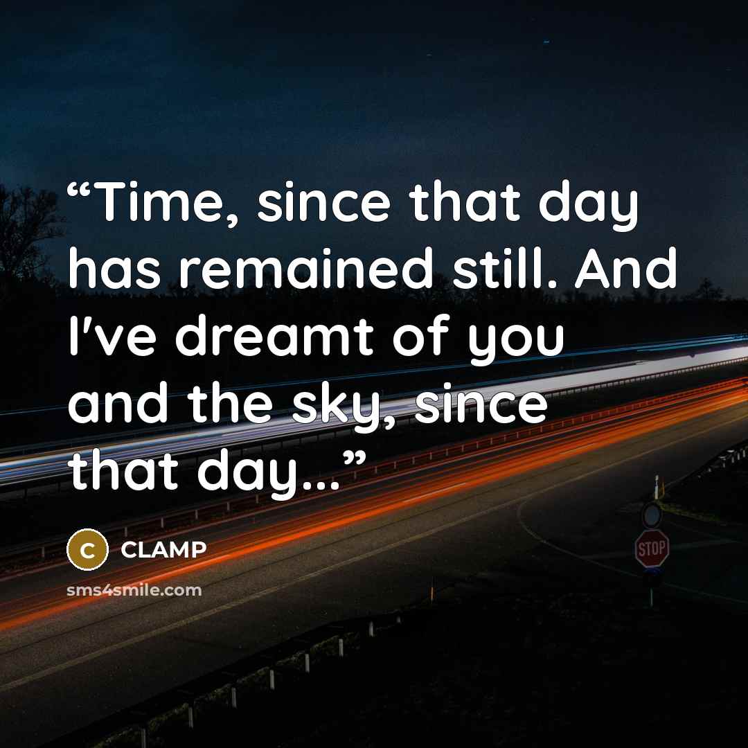 “Time, since that day has remained still. And I've dreamt of you and the sky, since that day...” quote by CLAMP