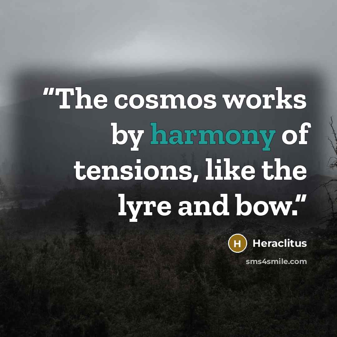 “The cosmos works by harmony of tensions, like the lyre and bow.” quote by Heraclitus