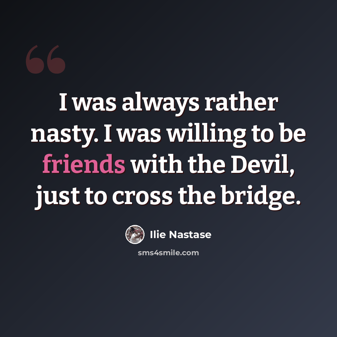 “I was always rather nasty. I was willing to be friends with the Devil, just to cross the bridge.” quote by Ilie Nastase
