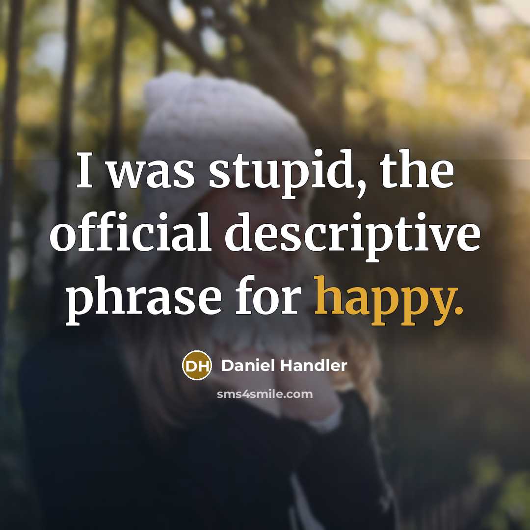 “I was stupid, the official descriptive phrase for happy.” quote by Daniel Handler