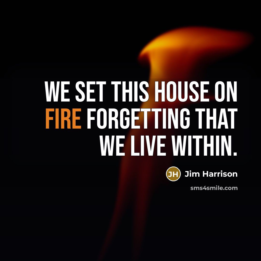 “We set this house on fire forgetting that we live within.” quote by Jim Harrison