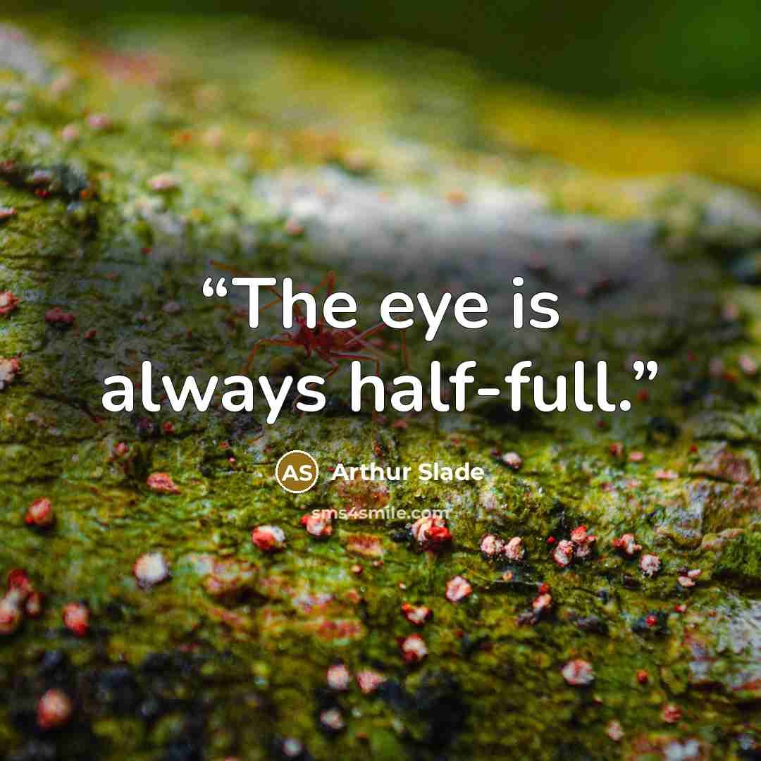 “The eye is always half-full.” quote by Arthur Slade