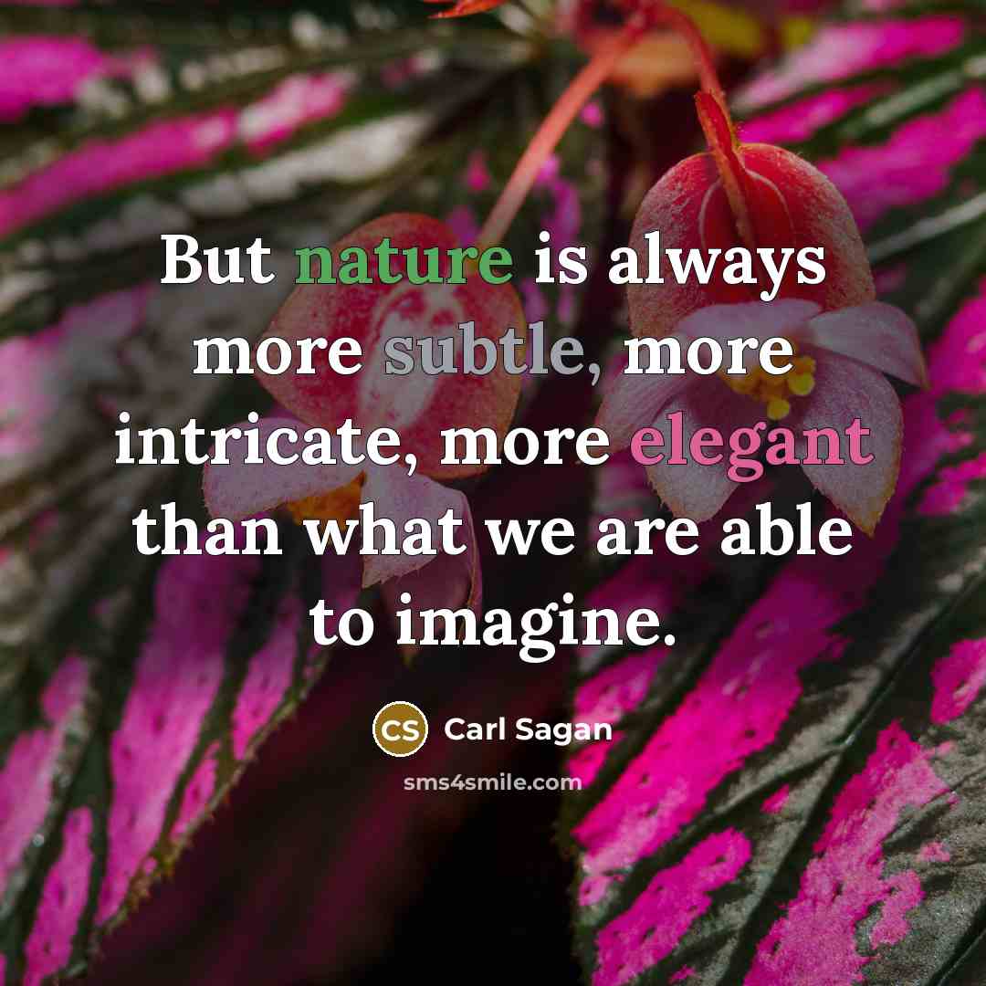 “But nature is always more subtle, more intricate, more elegant than what we are able to imagine.” quote by Carl Sagan