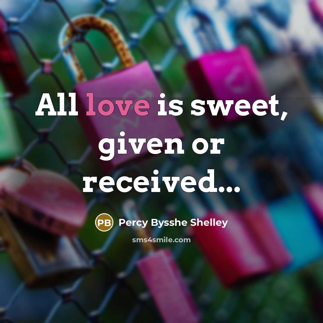 “All love is sweet, given or received...” quote by Percy Bysshe Shelley