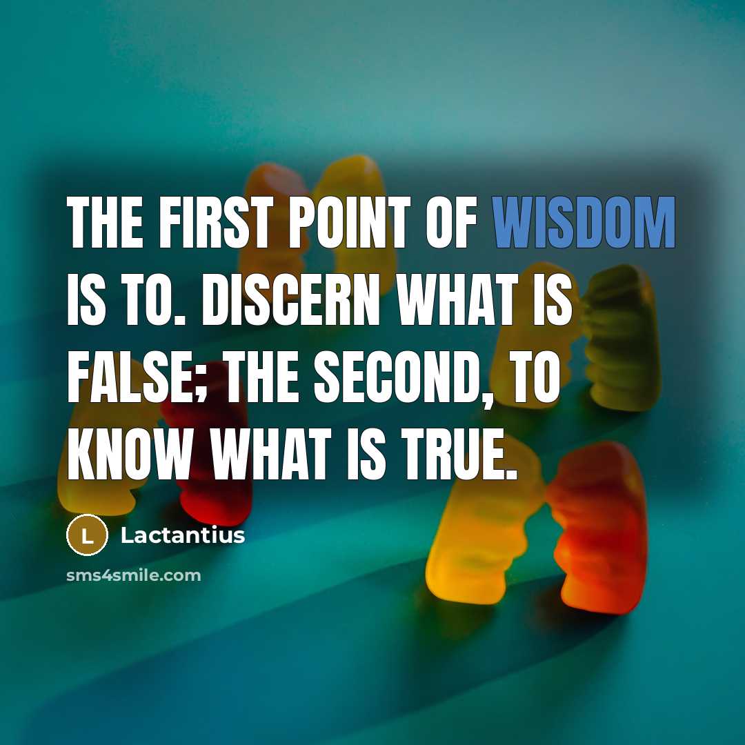 “The first point of wisdom is to. discern what is false; the second, to know what is true.” quote by Lactantius