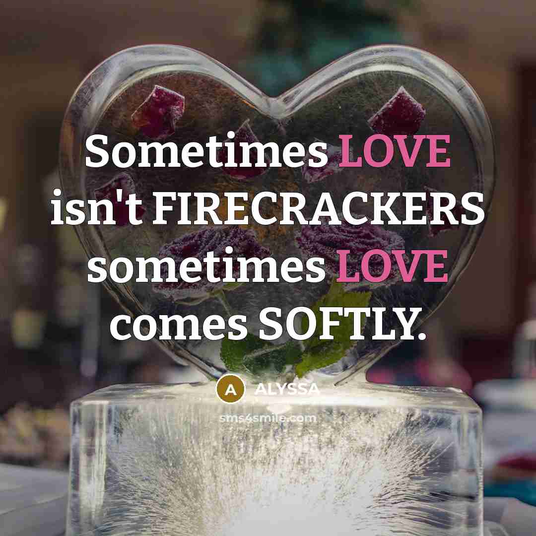 “Sometimes LOVE isn't FIRECRACKERS sometimes LOVE comes SOFTLY.” quote by ALYSSA