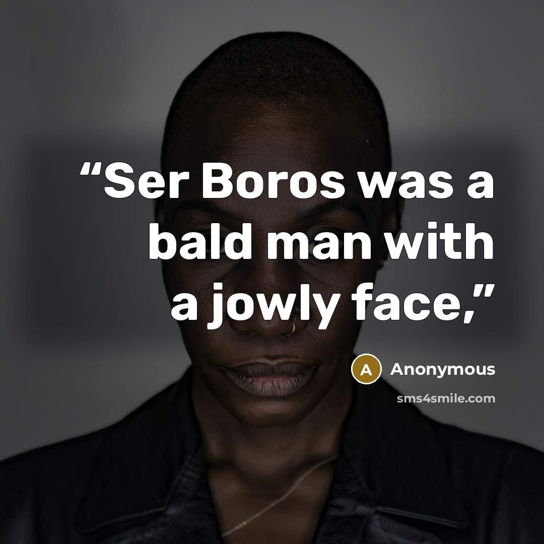 “Ser Boros was a bald man with a jowly face,” quote by Anonymous