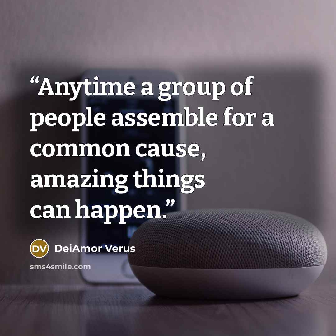 “Anytime a group of people assemble for a common cause, amazing things can happen.” quote by DeiAmor Verus