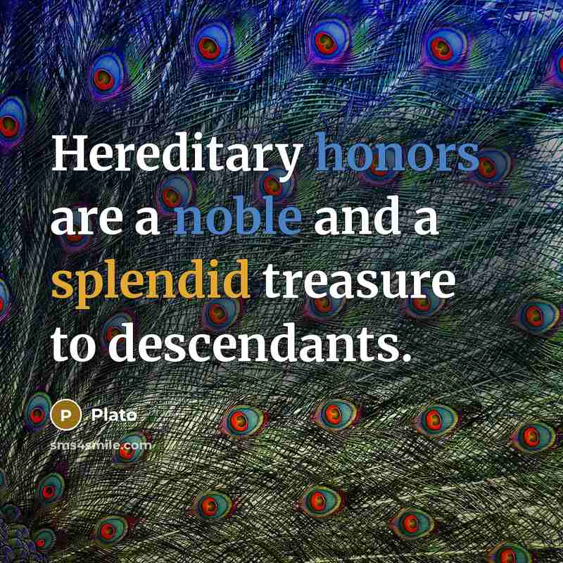 “Hereditary honors are a noble and a splendid treasure to descendants.” quote by Plato