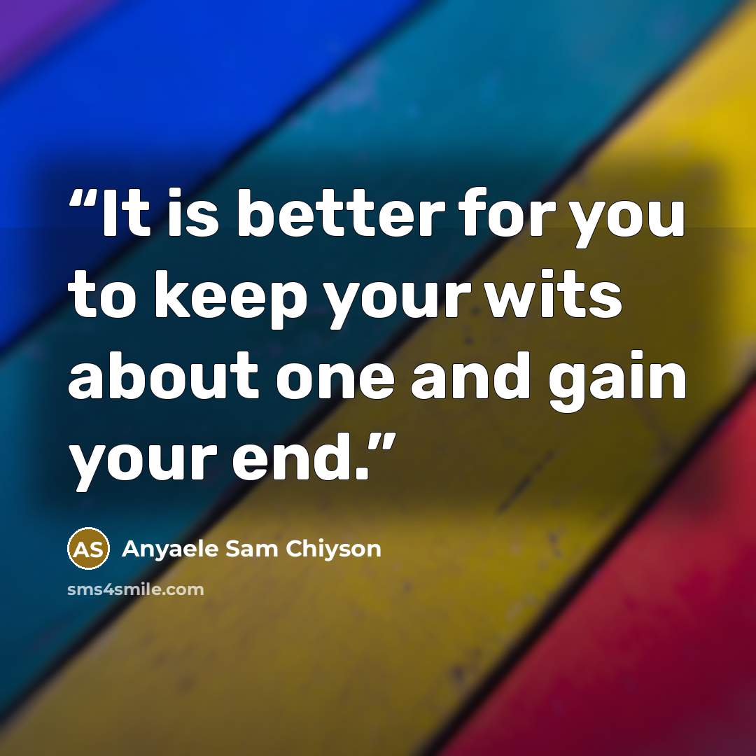 “It is better for you to keep your wits about one and gain your end.” quote by Anyaele Sam Chiyson