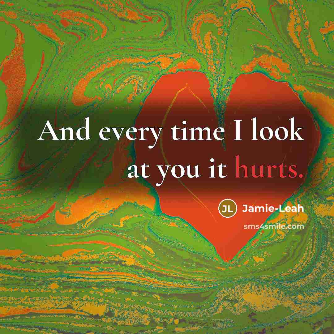 “And every time I look at you it hurts.” quote by Jamie-Leah