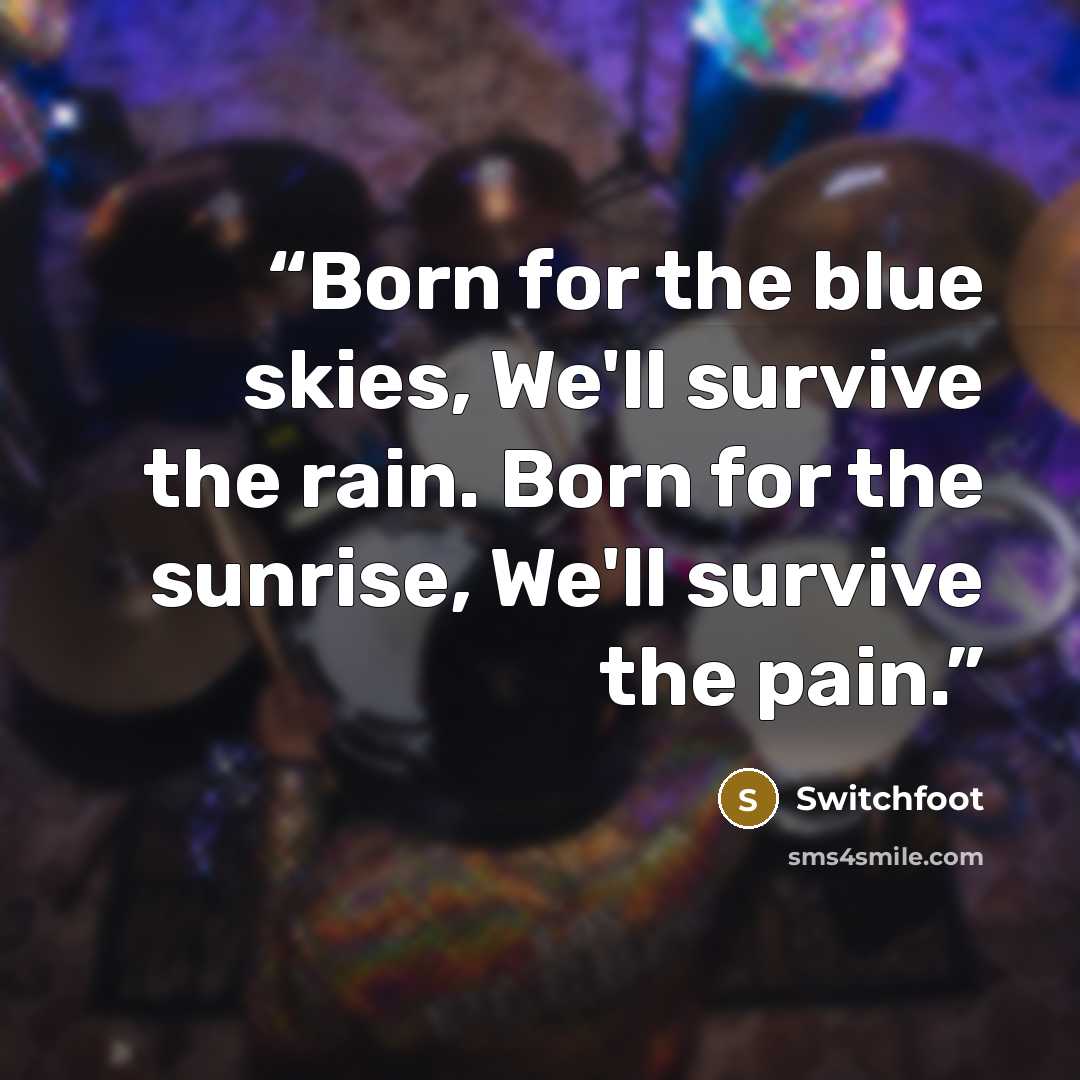 “Born for the blue skies, We'll survive the rain. Born for the sunrise, We'll survive the pain.” quote by Switchfoot