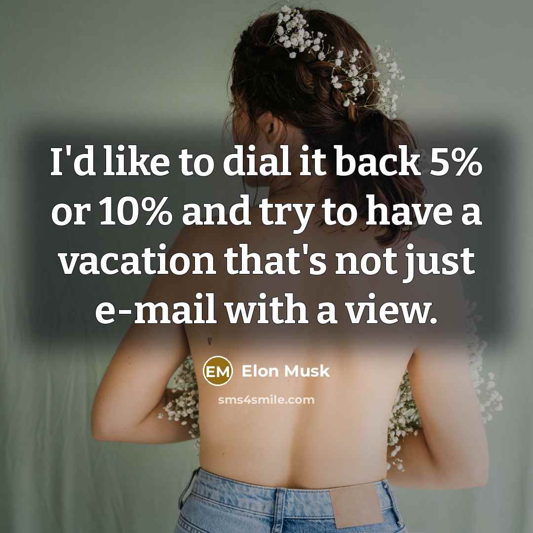 “I'd like to dial it back 5% or 10% and try to have a vacation that's not just e-mail with a view.” quote by Elon Musk