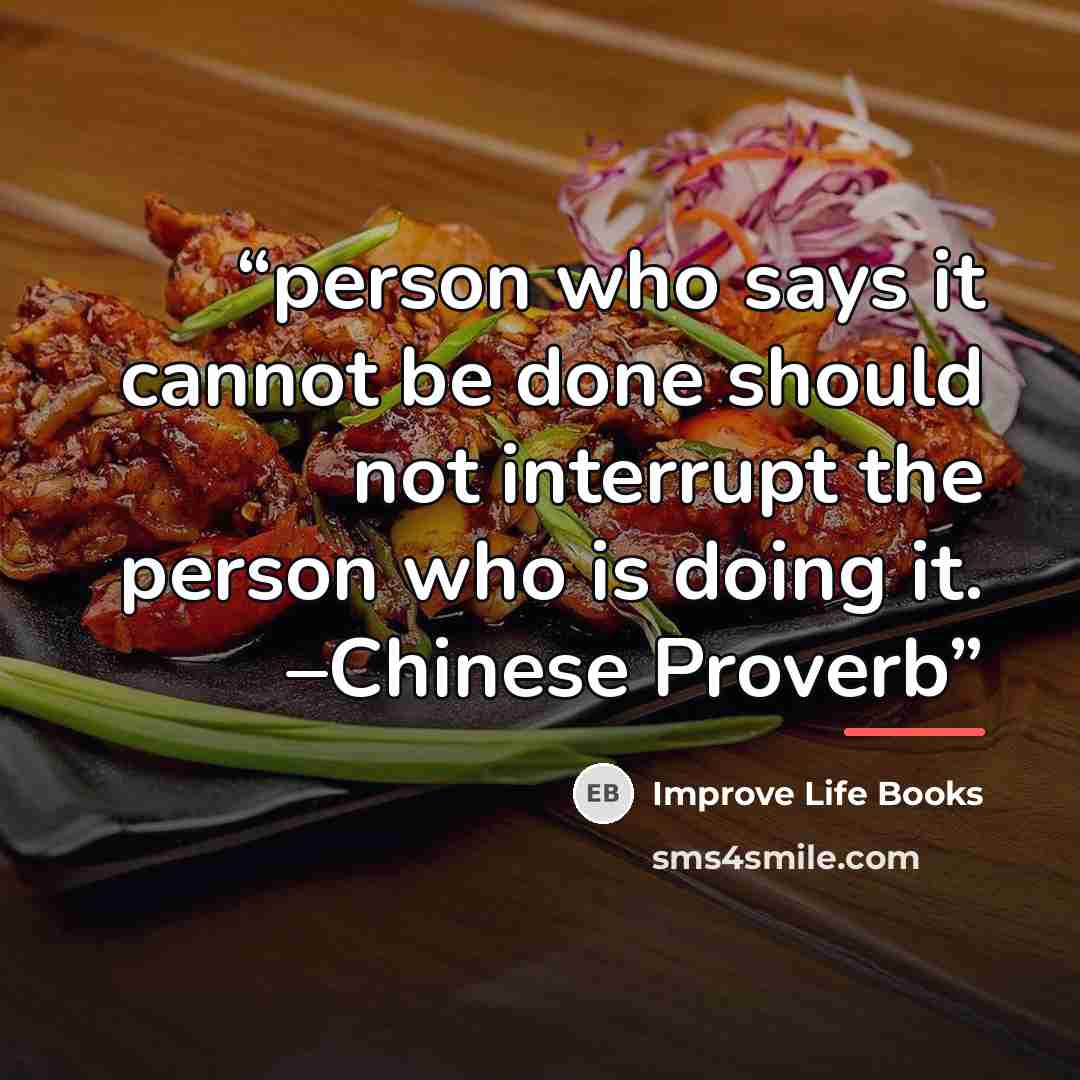 “person who says it cannot be done should not interrupt the person who is doing it. –Chinese Proverb” quote by Improve Life Books