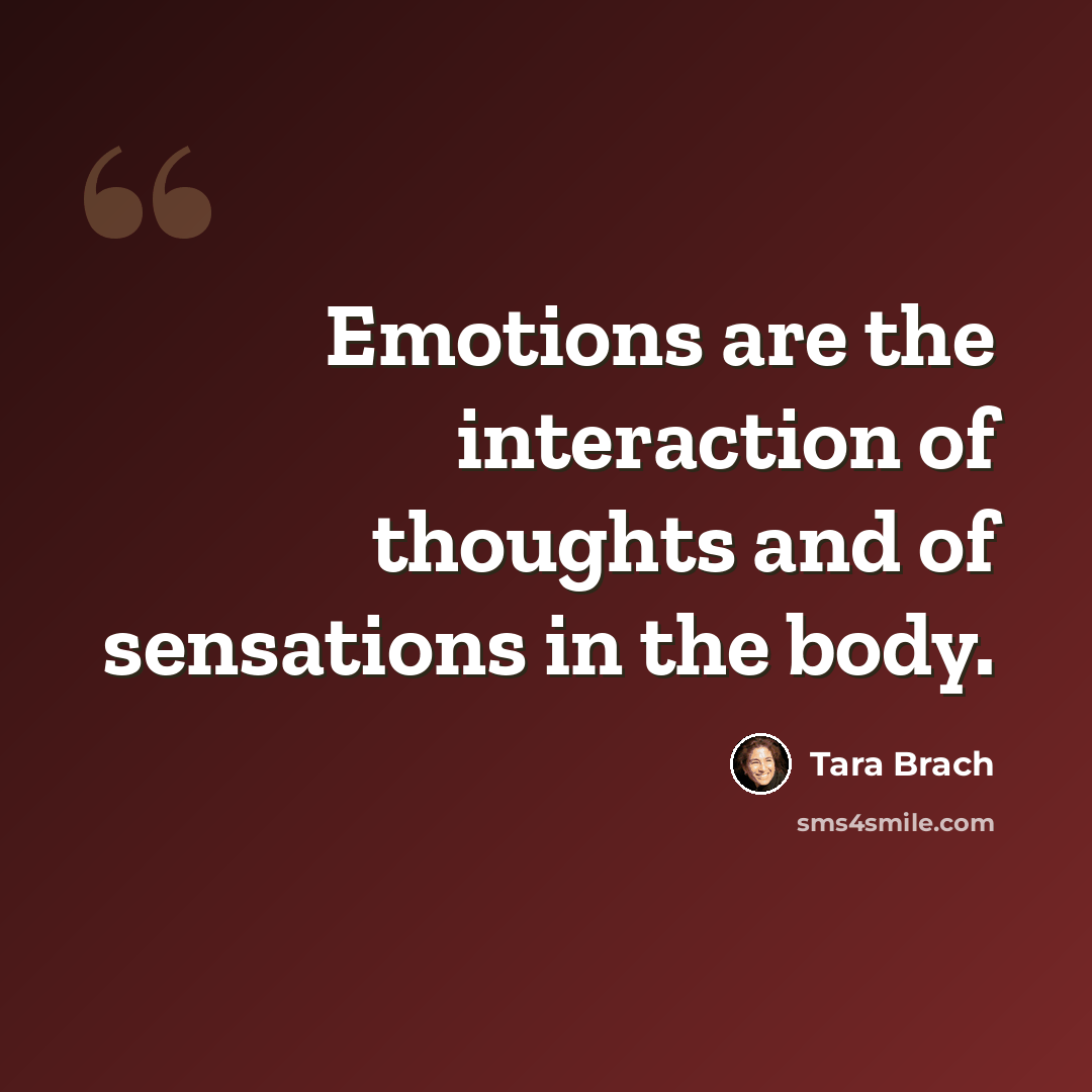 “Emotions are the interaction of thoughts and of sensations in the body.” quote by Tara Brach