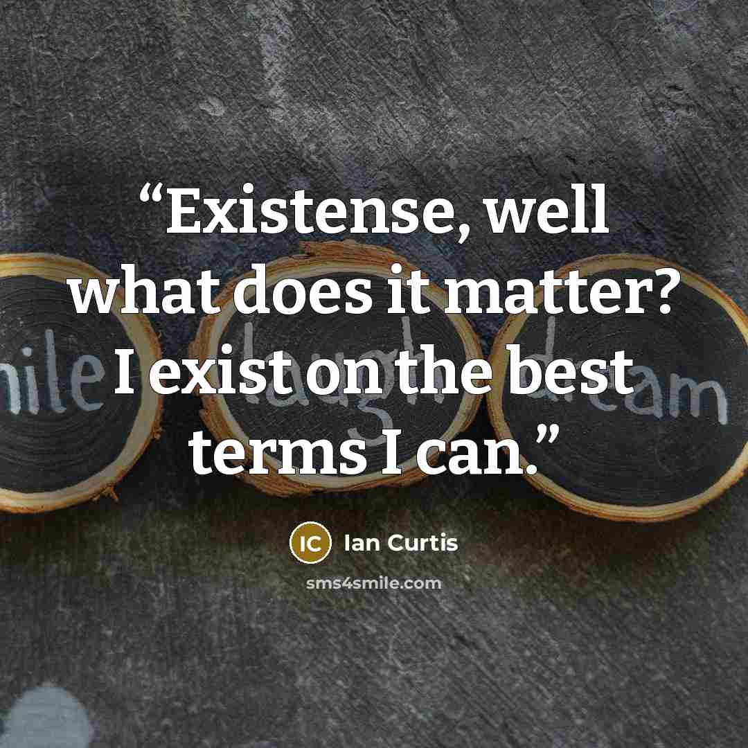“Existense, well what does it matter? I exist on the best terms I can.” quote by Ian Curtis