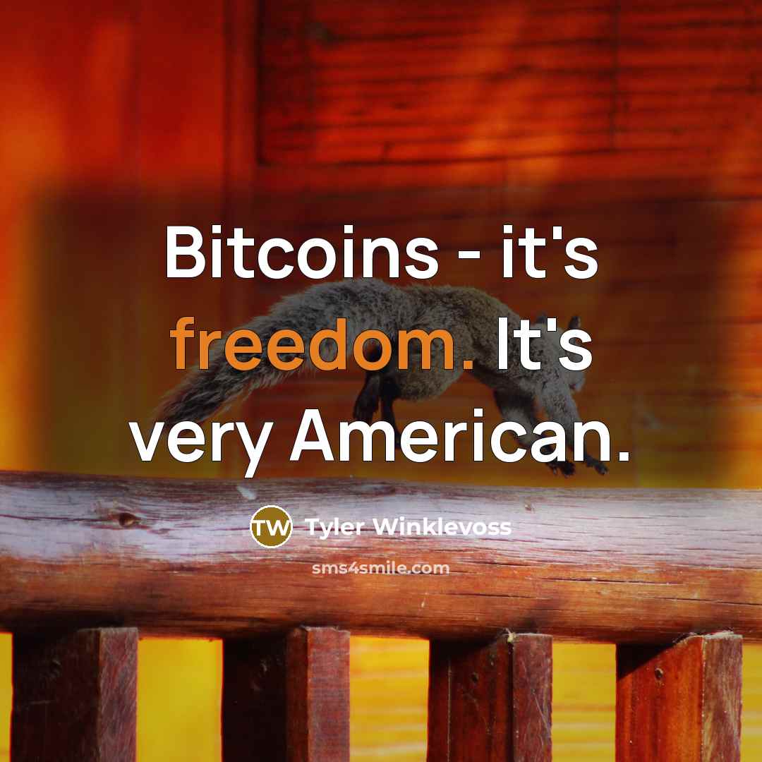 “Bitcoins - it's freedom. It's very American.” quote by Tyler Winklevoss