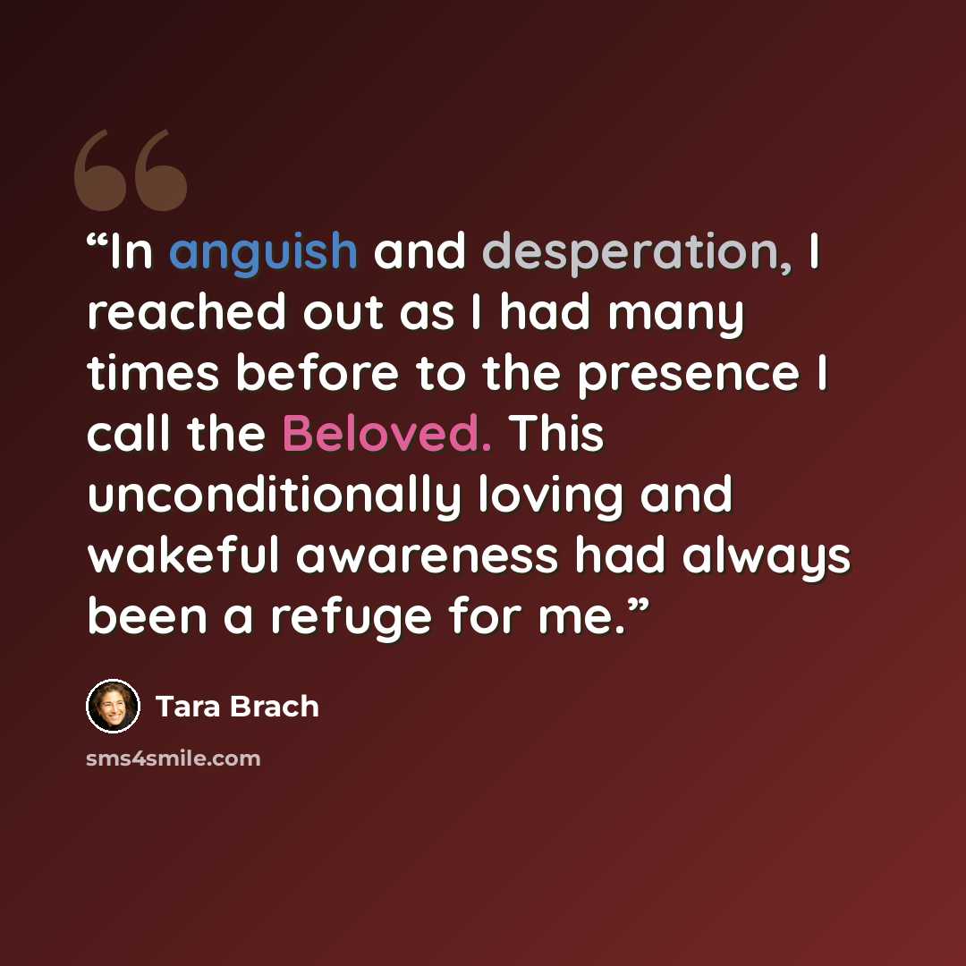 “In anguish and desperation, I reached out as I had many times before to the presence I call the Beloved. This unconditionally loving and wakeful awareness had always been a refuge for me.” quote by Tara Brach