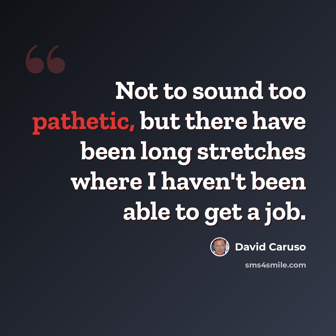 “Not to sound too pathetic, but there have been long stretches where I haven't been able to get a job.” quote by David Caruso