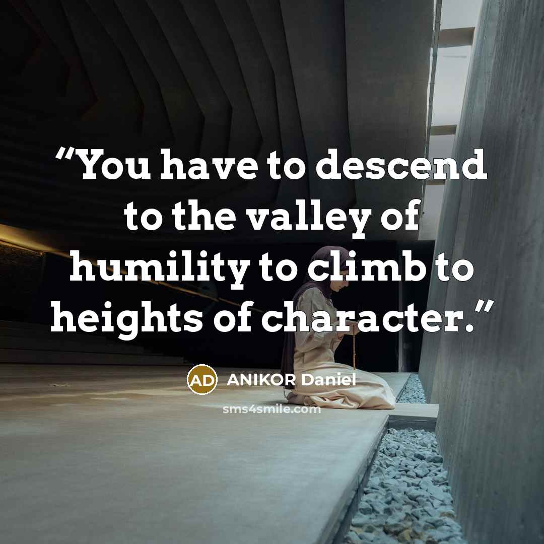 “You have to descend to the valley of humility to climb to heights of character.” quote by ANIKOR Daniel