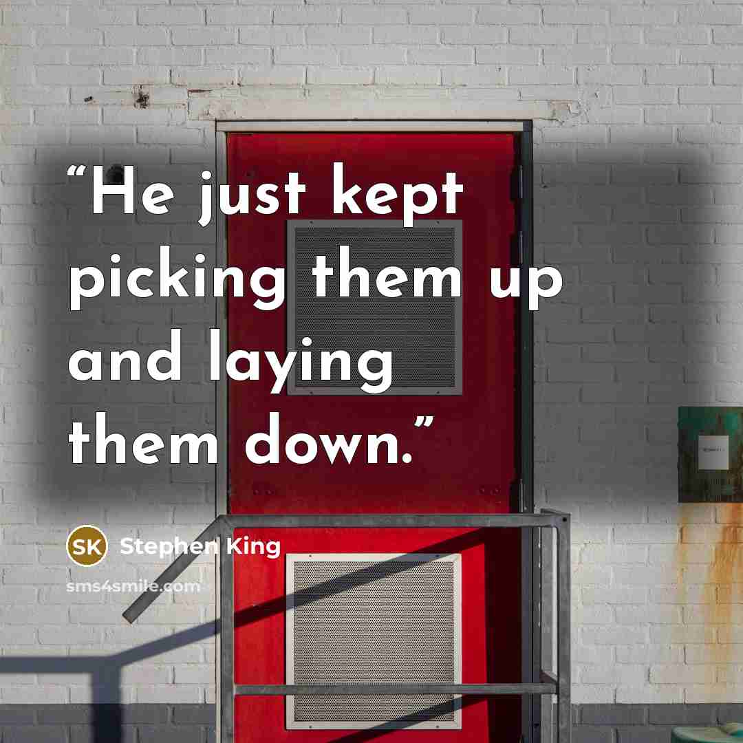 “He just kept picking them up and laying them down.” quote by Stephen King