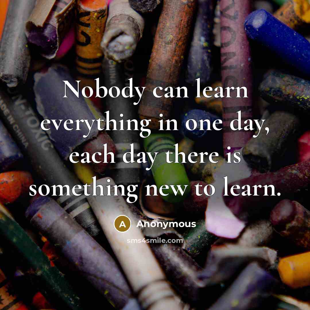 “Nobody can learn everything in one day, each day there is something new to learn.” quote by Anonymous