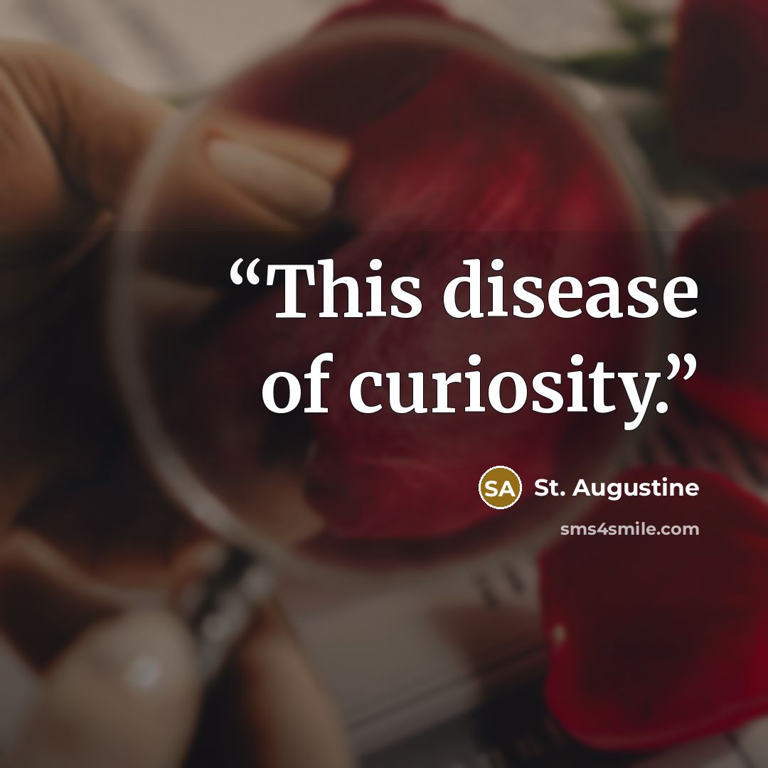 “This disease of curiosity.” quote by St. Augustine