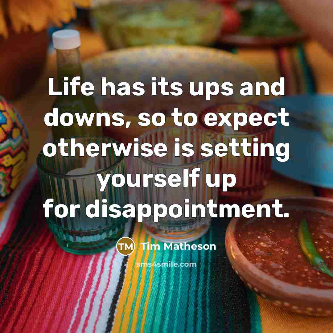 “Life has its ups and downs, so to expect otherwise is setting yourself up for disappointment.” quote by Tim Matheson