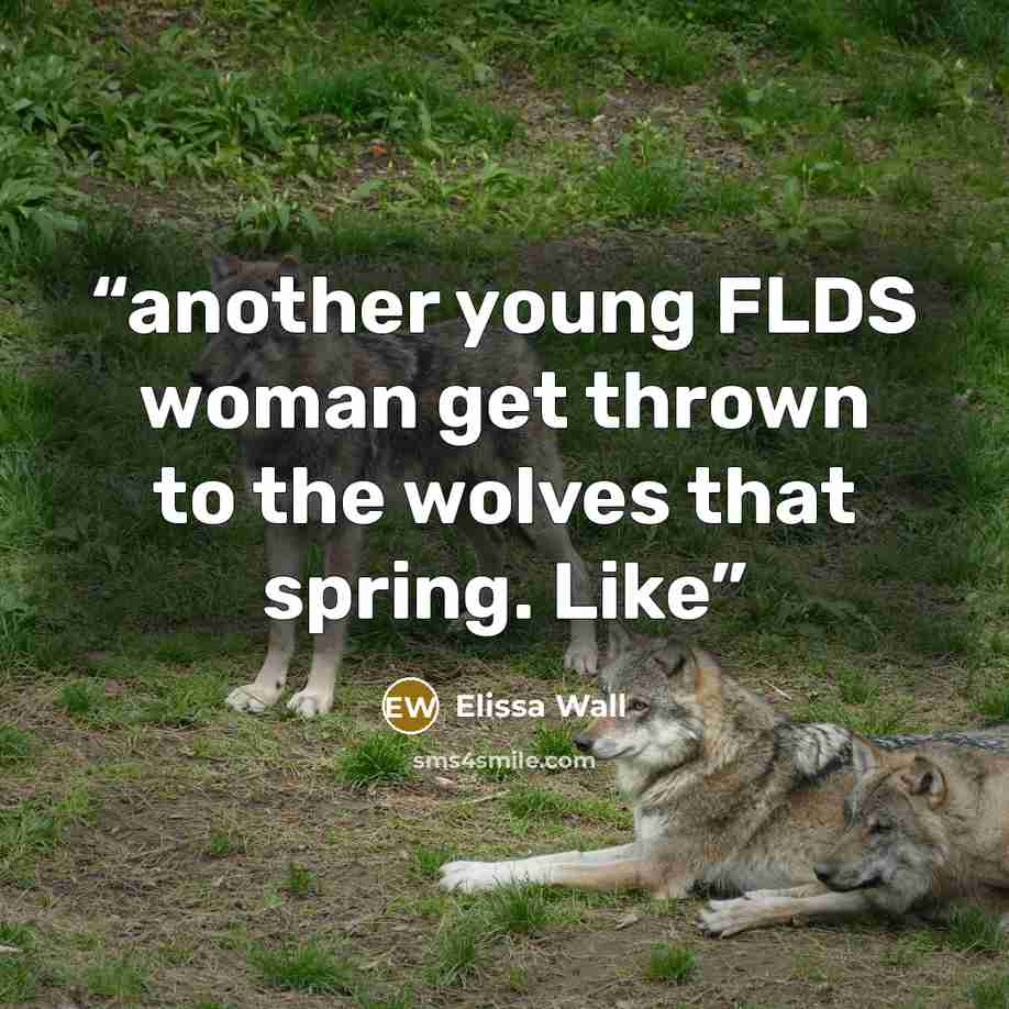 “another young FLDS woman get thrown to the wolves that spring. Like” quote by Elissa Wall