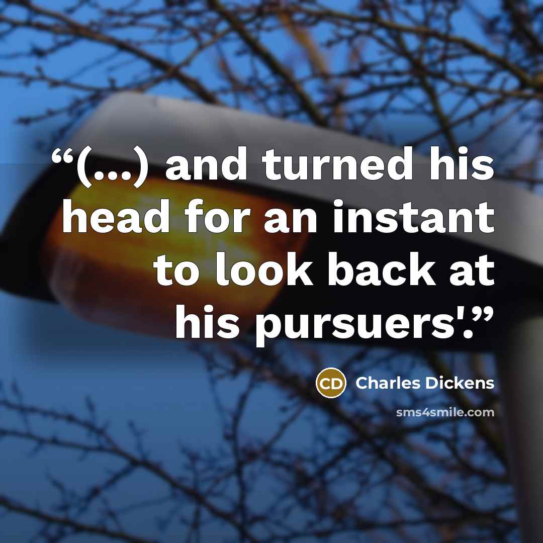 “(...) and turned his head for an instant to look back at his pursuers'.” quote by Charles Dickens