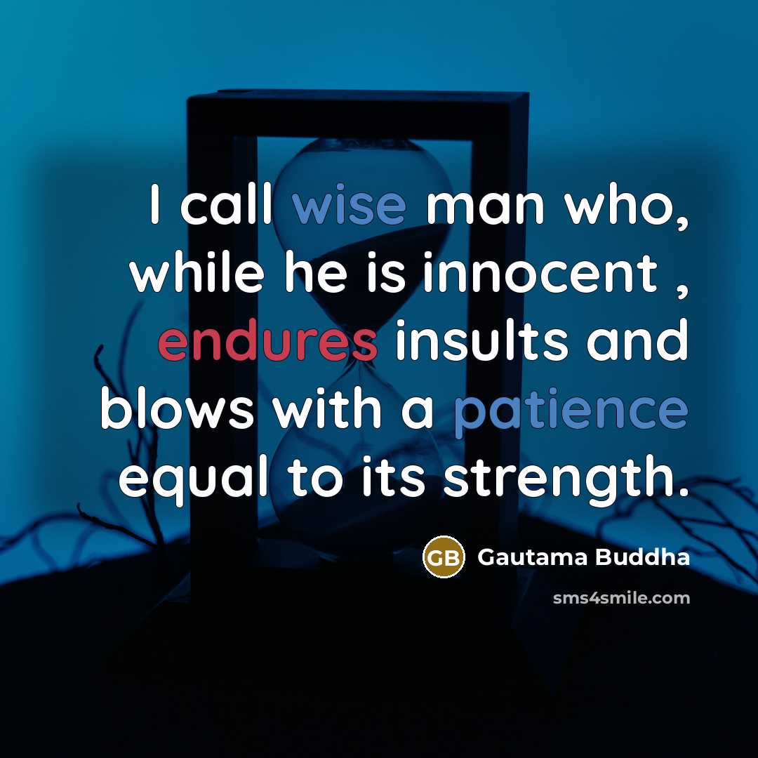 “I call wise man who, while he is innocent , endures insults and blows with a patience equal to its strength.” quote by Gautama Buddha