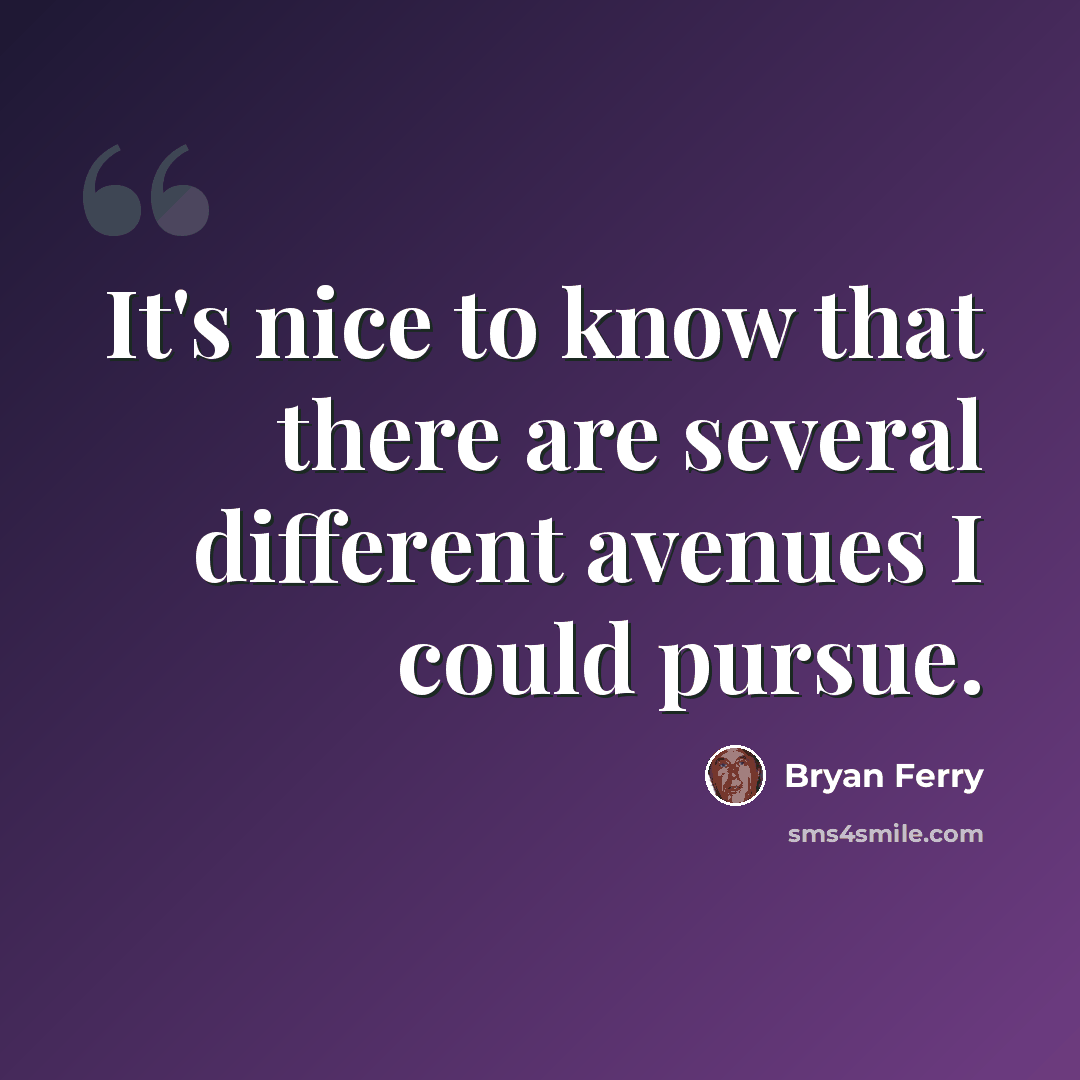 “It's nice to know that there are several different avenues I could pursue.” quote by Bryan Ferry