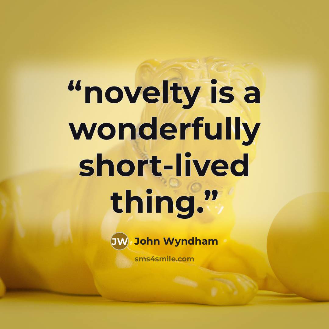 “novelty is a wonderfully short-lived thing.” quote by John Wyndham