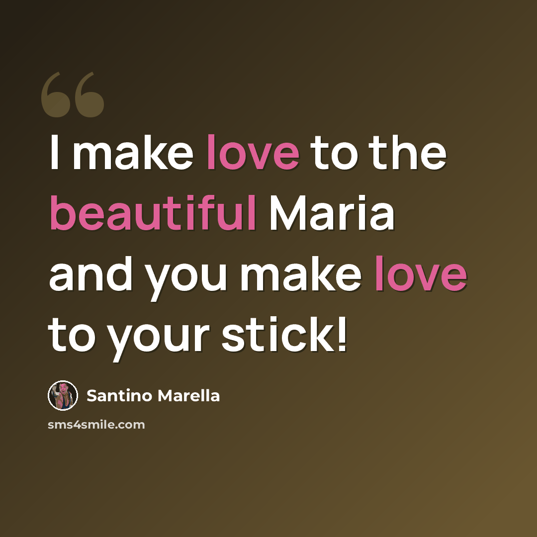 “I make love to the beautiful Maria and you make love to your stick!” quote by Santino Marella