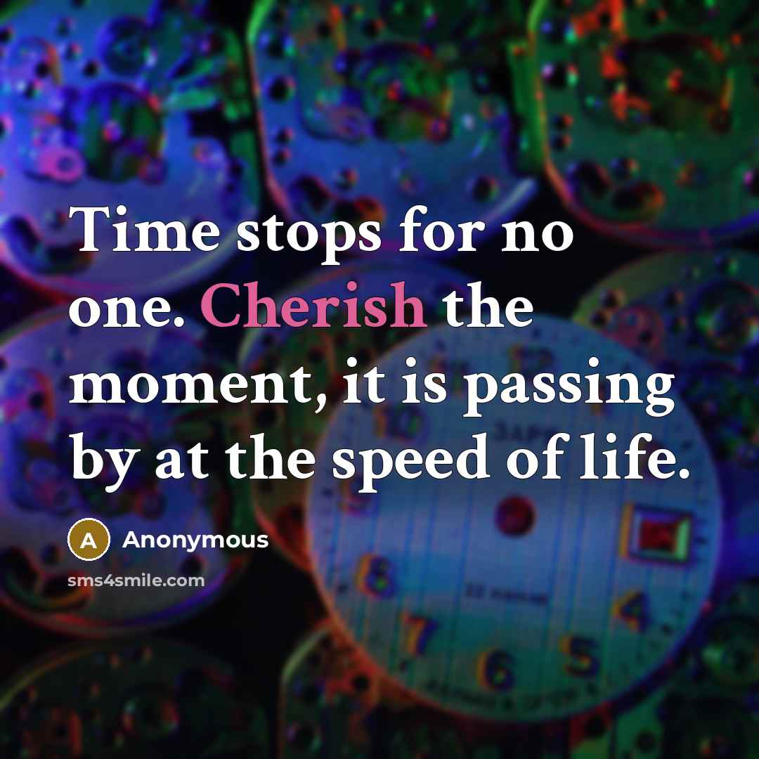 “Time stops for no one. Cherish the moment, it is passing by at the speed of life.” quote by Anonymous