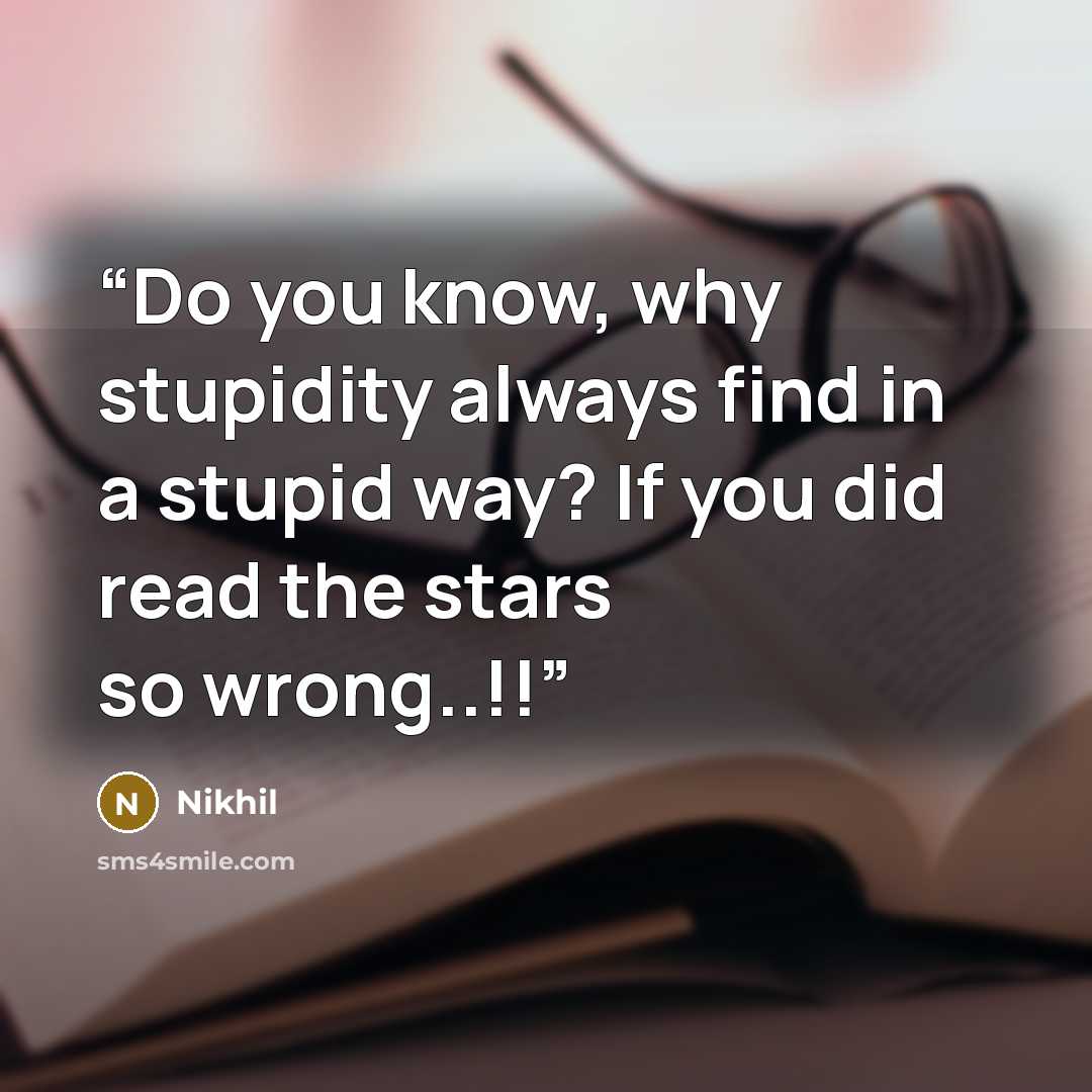 “Do you know, why stupidity always find in a stupid way? If you did read the stars so wrong..!!” quote by Nikhil