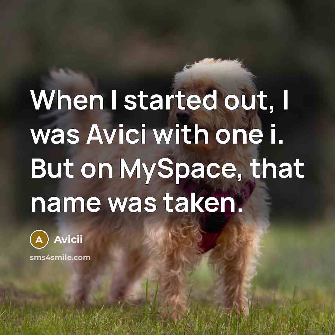 “When I started out, I was Avici with one i. But on MySpace, that name was taken.” quote by Avicii