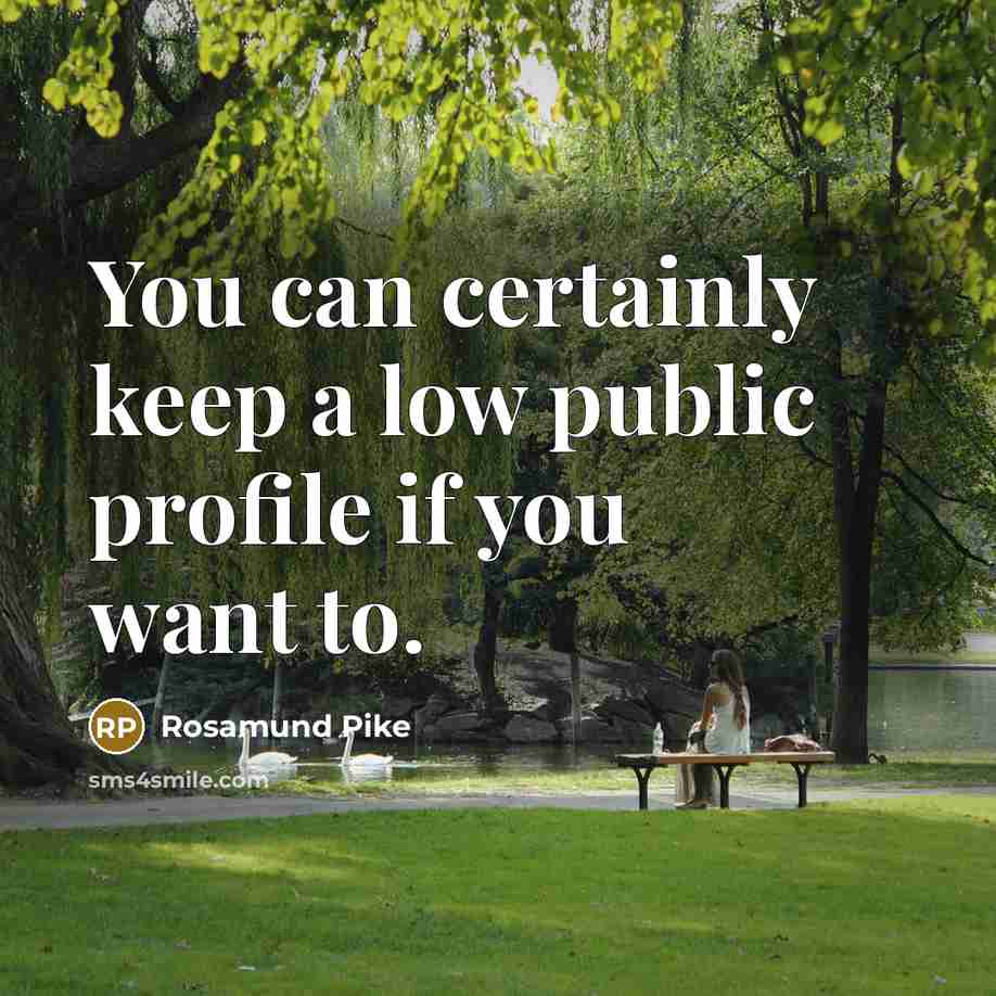“You can certainly keep a low public profile if you want to.” quote by Rosamund Pike