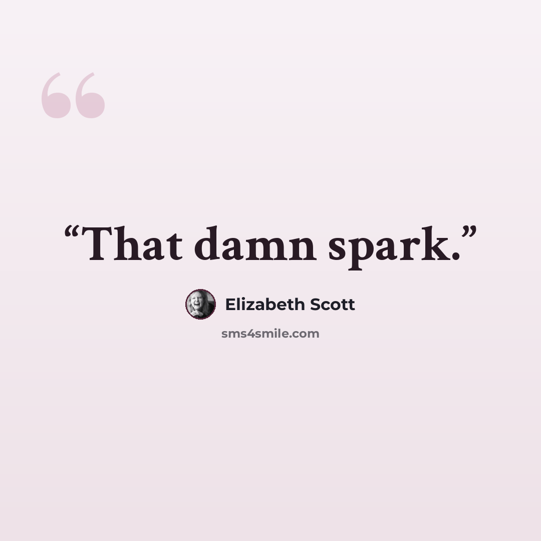 “That damn spark.” quote by Elizabeth Scott