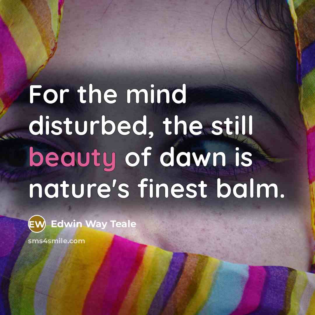 “For the mind disturbed, the still beauty of dawn is nature's finest balm.” quote by Edwin Way Teale